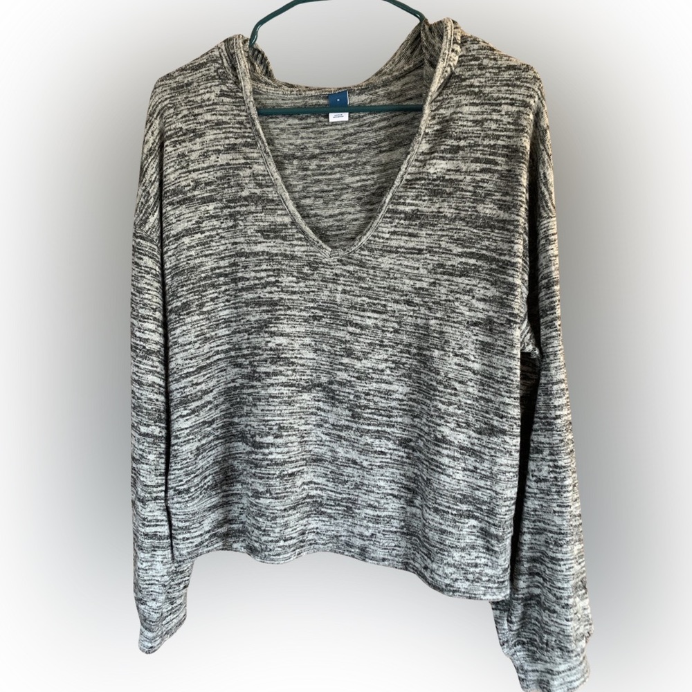 NWOT Old Navy Charcoal Hooded Long Sleeve Blouse M
